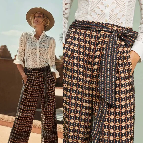 Anthropologie Ett Twa Metzner Wide-Leg Trousers Size 4/Lady of Leisure Aesthetic - Picture 16 of 16